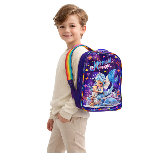 Kids Mermaid Backpack for Girls | Lightweight School Bag with Adjustable Padded Straps | Cute Cartoon Mermaid Design | Purple Preschool & Travel Backpack