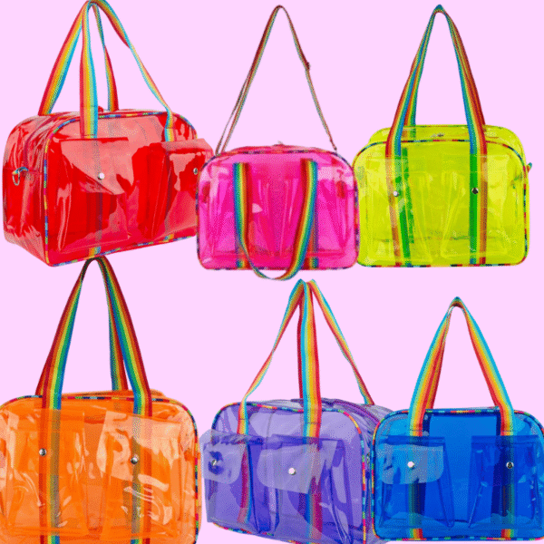 Jelly PVC Tote Bag with Rainbow Straps – Transparent Shoulder Handbag
