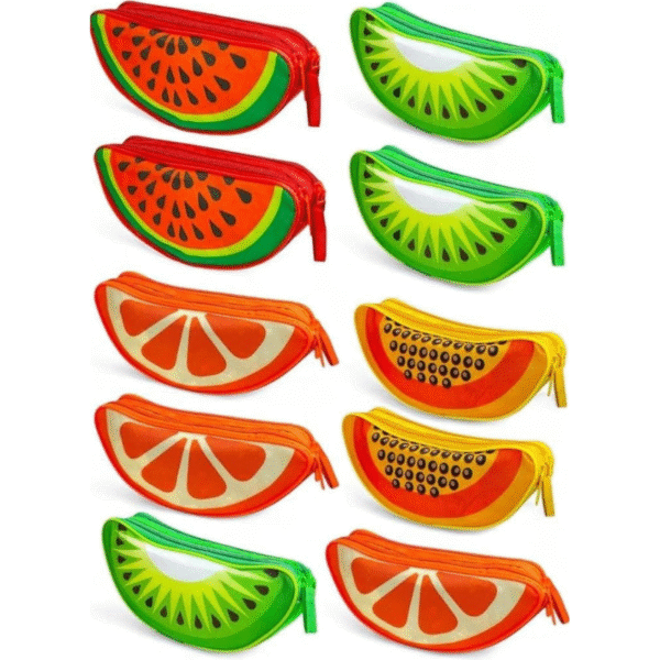 Fresh Fruit Slice Zipper Pouches – Cute & Colorful Multipurpose Bags In Set of 10 Pcs