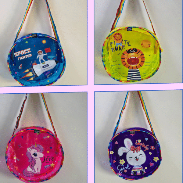 Kids Space Fighter Round Sling Bag – Lightweight Shoulder Crossbody Bag with Astronaut & Rocket Design for Boys & Girls