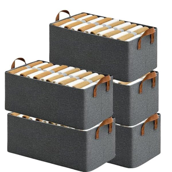 Collapsible Fabric Storage Cubes Organizer with Handles Foldable Storage Baskets for Organizing Toys, Books, Shelves, Closet, Large Storage Box with Handles (1 PCS, Big Storage Box) (Grey, Large)