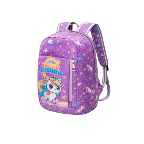 Kids Unicorn School Backpack for Girls | Sweet Dreams Cartoon Print | Lightweight & Durable Purple Bag with Padded Straps